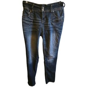 Fashion Bug Women's Skinny Jeans - Dark Blue Wash Y2K SIZE 12